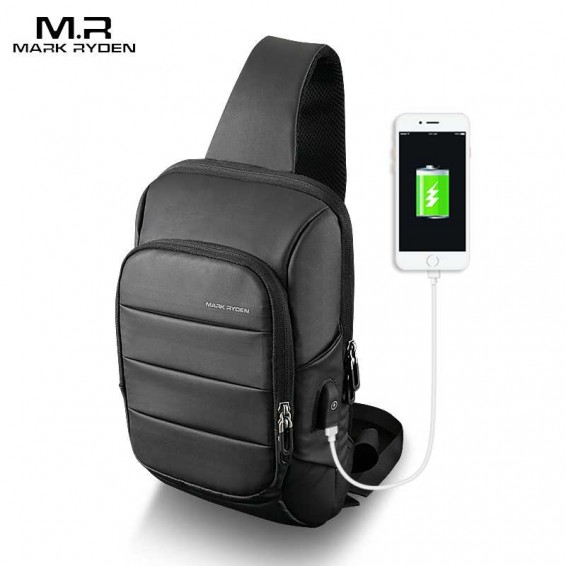 Mark Ryden 2020 New Sling Bag for men USB Charging Shoulder Bag Water Resistant Chest Pack Large Capacity Oxford Crossbody Bag