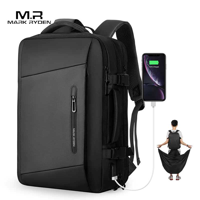 Mark Ryden 17 inch Laptop Backpack Raincoat Male Bag USB Recharging Multi-layer Space Travel Male Bag Anti-thief Mochila