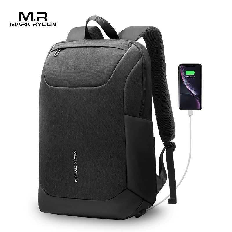 Mark Ryden 2020 New USB Free Charging Men Backpack 15.6 Inch Laptop Bag Two Side Pocket Water Resistant Men Backpack
